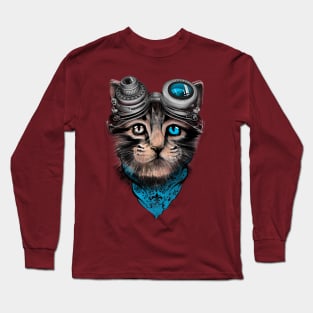 steampunk cat Long Sleeve T-Shirt